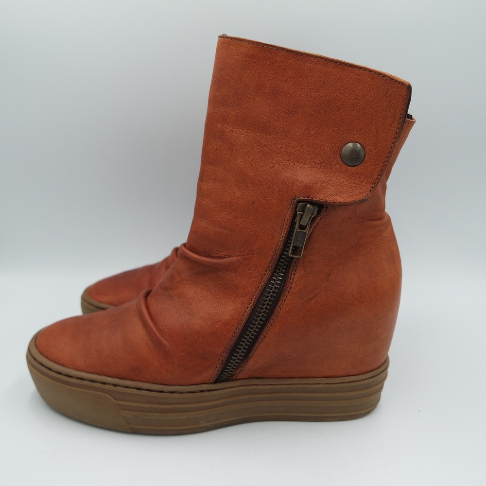 Steven by Steve Madden All-Leather Slouchy Hidden Wedge Platform Boots Y2K Sz 38